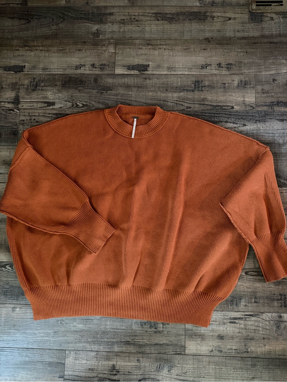 Free People Oversized Crewneck Sweater in Rust
